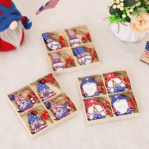 Ornements Suspendus De Gnome En Bois Pour Le Jour De L'Indépendance Patriotique Étoiles Rayures Thème USA Pour Décoration De Fête Maison