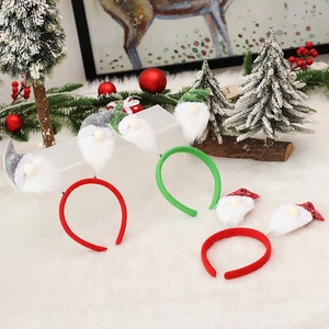Christmas gnome headband set with sequined hats and plush beard for holiday party costumes