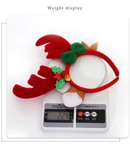 Weight measurement display of the Christmas antler headband showing approximately 22.4g