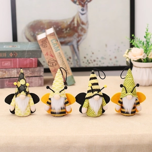 LED Glowing Bee Day Gnome Faceless Doll Hanging Ornament Bumble Bee Forest Man Pendant For Home Party Festival Decoration
