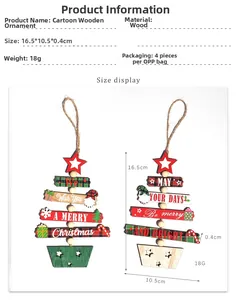 Detail of wooden Christmas gnome ornament with star and snowflake patterns and rustic jute rope