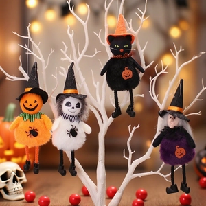 Ciondolo per Bambola di Peluche di Halloween Strega Fantasma Gatto Zucca Ornamento Sospeso per Festa Festival Decorazioni Casa Finestra