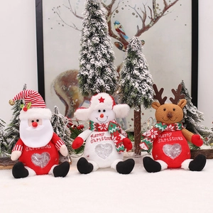 Weihnachten Strick Plüschpuppe Geschenktüte Weihnachtsmann Schneemann Rentier Süßigkeitenbeutel Herzfenster Feiertagsdeko