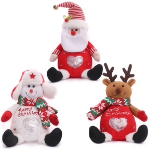 Dreiteiliges Weihnachts-Plüschpuppen-Set mit herzförmigem Fenster für Süßigkeiten
