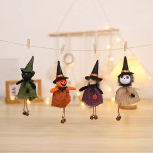 Halloween Burlap Elf Pumpkin Witch Ghost Black Cat Hanging Doll Ornaments For Festive Home Party Scene Decoration