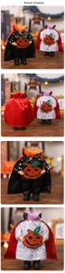 Close-up of sequined Halloween headless devil figurines with pumpkins for festive decor