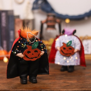 Halloween headless vampire gnome plush dolls with red capes and sequins set for party decor