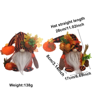 Harvest Festival gnome set with pumpkin and autumn maple leaf decorations
