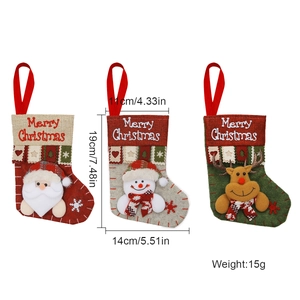 3-pack 3D Christmas stockings with Santa Claus Snowman and Reindeer cartoon dolls