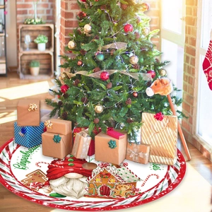 120cm Lebkuchen Waldwichtel Weihnachtsbaumdecke mit roten und grünen festlichen Mustern