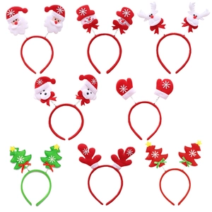 Christmas headband set with Santa Claus, Snowman and Reindeer cartoon plush decorations