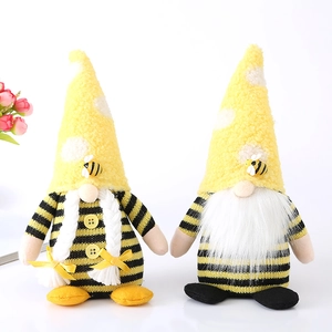 Gnome plush dolls with sunflower and honeybee design for home spring decor
