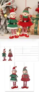 Detailed dimensions of plush Christmas elf ornaments showing 20cm height and festive details