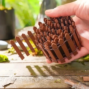 Mini clôture de jardin en bois brun pour aménagement paysager et bonsaï