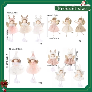 Poupées anges de Noël en peluche avec paillettes et bois de renne pour sapin