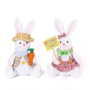 Easter plush bunny set with carrot and Easter Hunt sign for festive home decoration