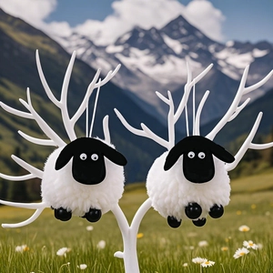 Eid al-Adha plush sheep hanging ornaments on a branch for festive home decor
