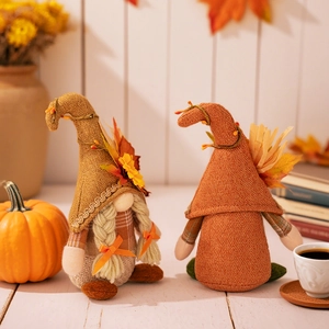 Autumn gnome plush set with sunflower and maple leaves for Thanksgiving home decor