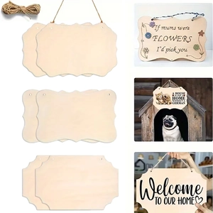 Unfinished Wooden Hanging Signs With Hemp Rope Natural Wood DIY Blank Plaques Wavy Edge For Home Garden Door Decor Wedding Christmas Party
