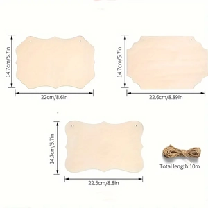 DIY unfinished wood door signs set with hanging twine and various wavy border shapes