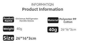 Christmas fridge handle cover details including polyester material and 26x16x3cm size info