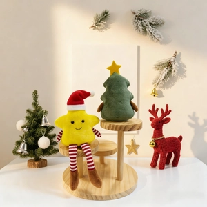 Christmas tree and star doll plush ornaments set for festive holiday party decorations