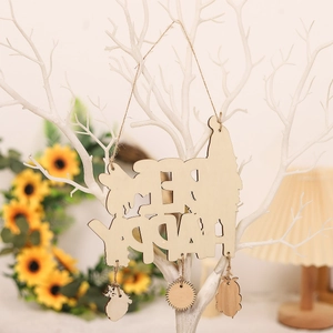 Rustic wood bee festival wall decor with Be Happy letters and hanging pendant charms