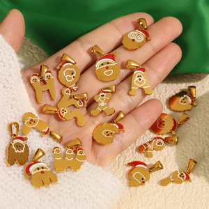 Weihnachtsmann Initialen Buchstaben Anhänger Edelstahl Emaille Charms Für Weihnachten DIY Halskette Armband Schmuckherstellung