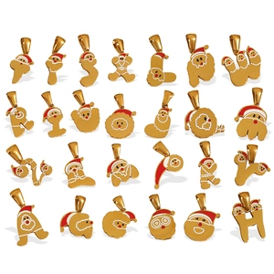 Goldene Weihnachtsanhänger mit emaillierten Weihnachtsmann-Motiven für Schmuckstücke