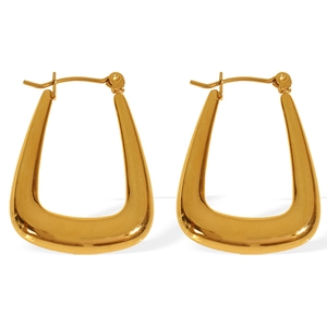 Minimalist 18K gold-plated U-shaped hollow geometric hoop earrings in stainless steel
