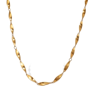 Elegant 18K gold plated stainless steel chain necklace with leaf-shaped metal links