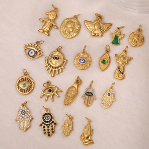 18K gold plated stainless steel Hamsa and Evil Eye charms collection for jewelry making