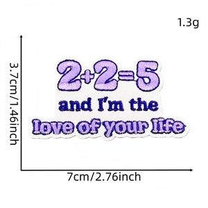 Purple embroidered quote patch with graffiti letters for clothing iron-on badge