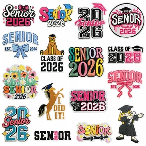 Senior 2026 Graduation Embroidery Patches Iron On Applique Senior Class Of 2026 Decorative Patches For Clothing Bags DIY Graduation Decor