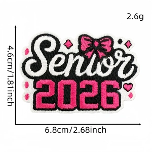 Senior 2026 embroidered patch for high school graduates with bow and heart detail