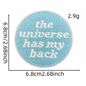 Embroidered rainbow heart patch with The Universe Has My Back inspirational quote