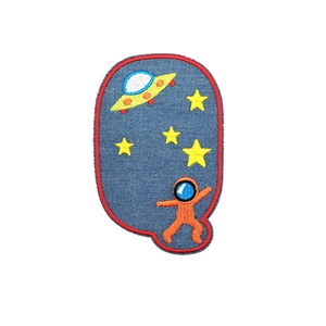 Weltraum-Thema Alphabet Q Denim Patch mit UFO und Astronaut Stickerei für Jeanshosen