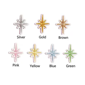 Detailed view of self-adhesive star patches showing 7 colors and embroidery texture