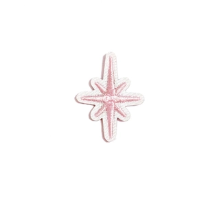 Pink embroidered star patch for DIY clothing decoration with premium glossy silk thread