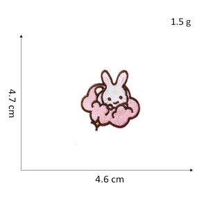 Cute bunny and cloud embroidered patch for DIY decoration on bags and hats, 4.7cm x 4.6cm