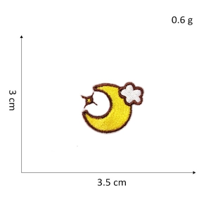 Self-adhesive moon and cloud embroidered patch for DIY decoration, 3.5cm width