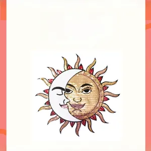 Detailed sequin patch featuring a combined sun and moon design for DIY clothing decor