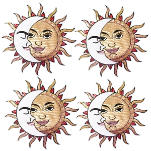 Sun And Moon Celestial Sequin Embroidery Patch Large Gold Silver Glitter Applique For Clothes DIY Sewing Iron On Repairing Decor