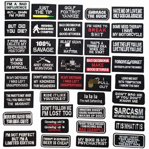 Embroidered Alphabet Letter Slogan Patches For Clothing Iron On Badges Rectangular Tactical Decorative Cloth Applique