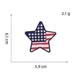 Star-shaped American flag embroidery patch with dimensions 5.9cm x 6.1cm for sewing