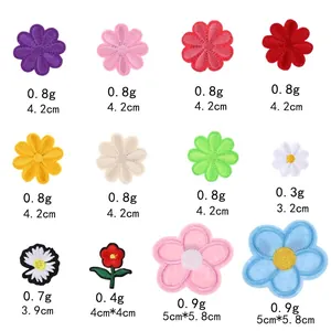 Cartoon embroidered flower patches for clothing decoration in diverse sizes and colors