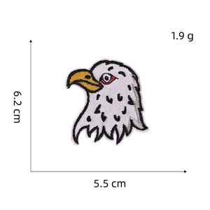 Realistic eagle head embroidered patch for clothing with detailed 6.2cm x 5.5cm measurements