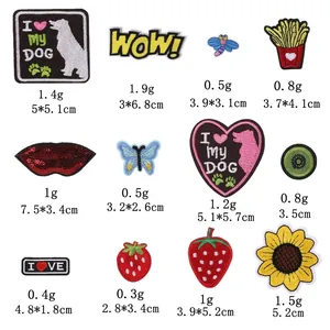 Variety set of cartoon embroidered patches featuring animals fruits and floral designs