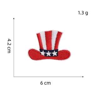 Detailed view of Uncle Sam hat patch with 4.2x6cm dimensions and embroidery texture