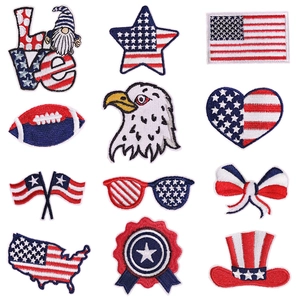 American Independence Day Embroidered Patches Iron On Stars And Stripes US Flag Eagle Heart DIY Decor For Clothing Bags